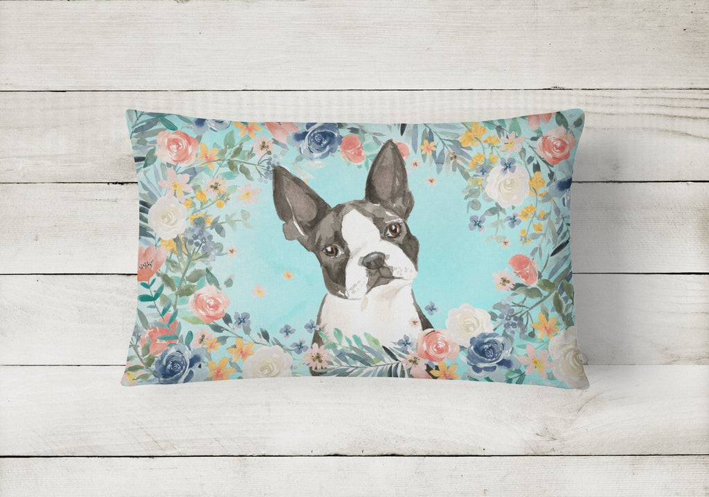 Boston Terrier Decorative Throw Pillow 12x16 Indoor Outdoor Accent Cushion, Fabric Cover with Insert for Sofa, Bed, Porch & Living Room