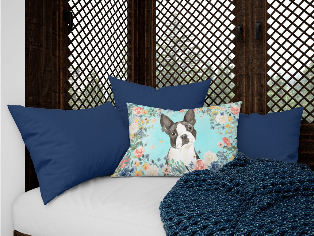 Boston Terrier Decorative Throw Pillow 12x16 Indoor Outdoor Accent Cushion, Fabric Cover with Insert for Sofa, Bed, Porch & Living Room