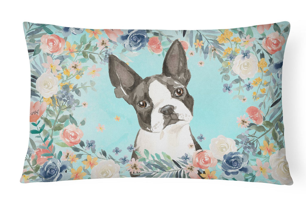 Boston Terrier Decorative Throw Pillow 12x16 Indoor Outdoor Accent Cushion, Fabric Cover with Insert for Sofa, Bed, Porch & Living Room
