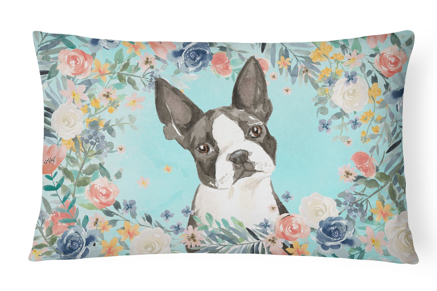 Boston Terrier Decorative Throw Pillow 12x16 Indoor Outdoor Accent Cushion, Fabric Cover with Insert for Sofa, Bed, Porch & Living Room