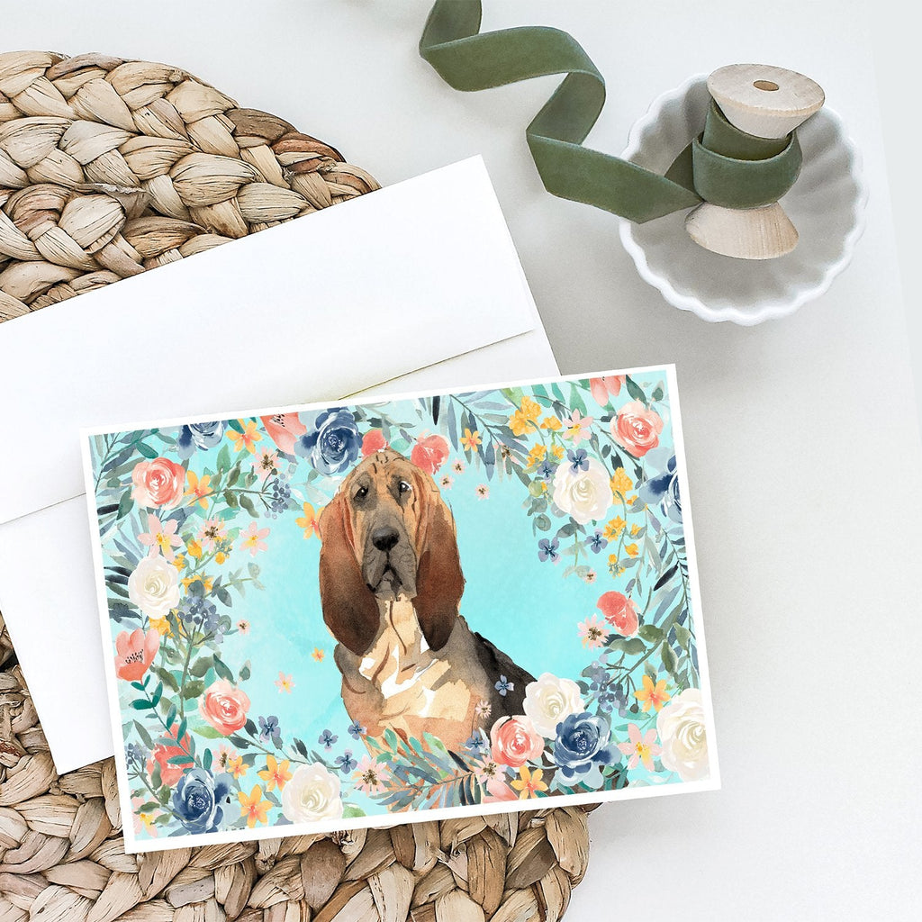 Bloodhound Greeting Cards Pack of 8 Blank Cards with Envelopes Whimsical A7 Size 5x7