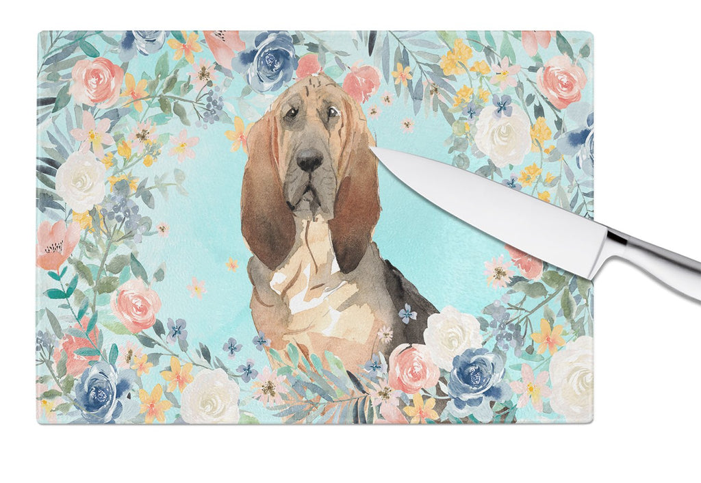 Bloodhound Cutting Board Tempered Glass Kitchen Cutting Surface, Heat Resistant Chopping, Non-Slip Feet, Food Prep & Serving