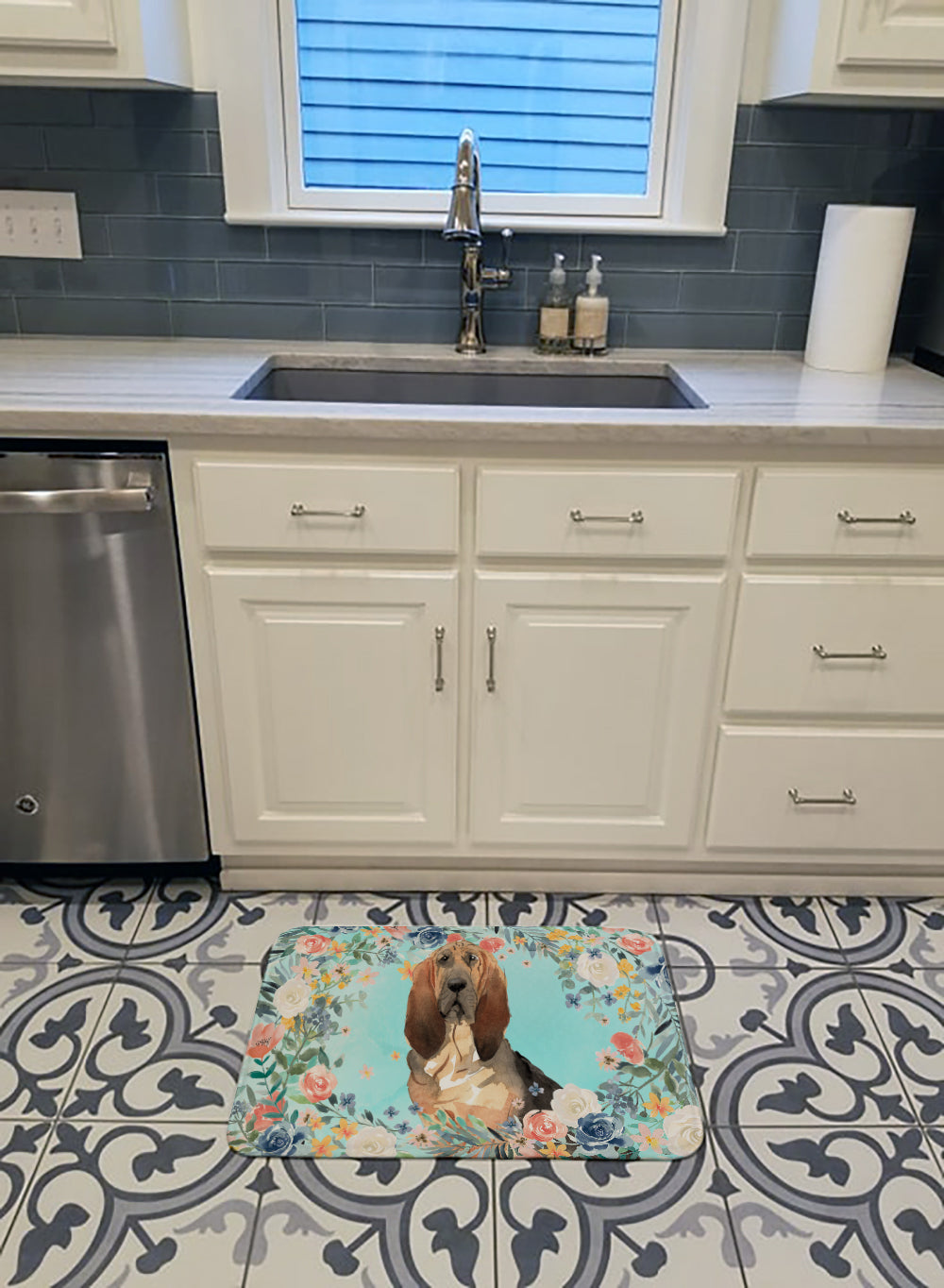 Bloodhound Memory Foam Kitchen Mat Machine Washable Anti-Fatigue Cushion Comfort Bath or Kitchen Rug