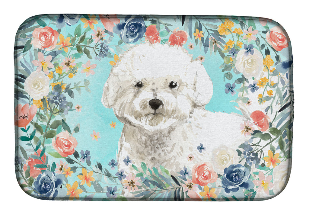 Bichon Frise Dish Drying Mat Absorbent Dish Drying Mat Pad for Kitchen Counter Dish Drainer Mat for Countertop, 14 x 21", Multicolor