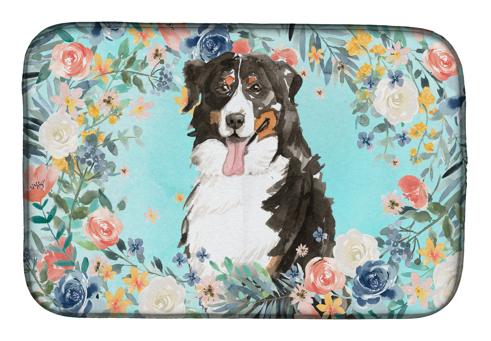 Bernese Mountain Dog Dish Drying Mat Absorbent Dish Drying Mat Pad for Kitchen Counter Dish Drainer Mat for Countertop, 14 x 21", Multicolor