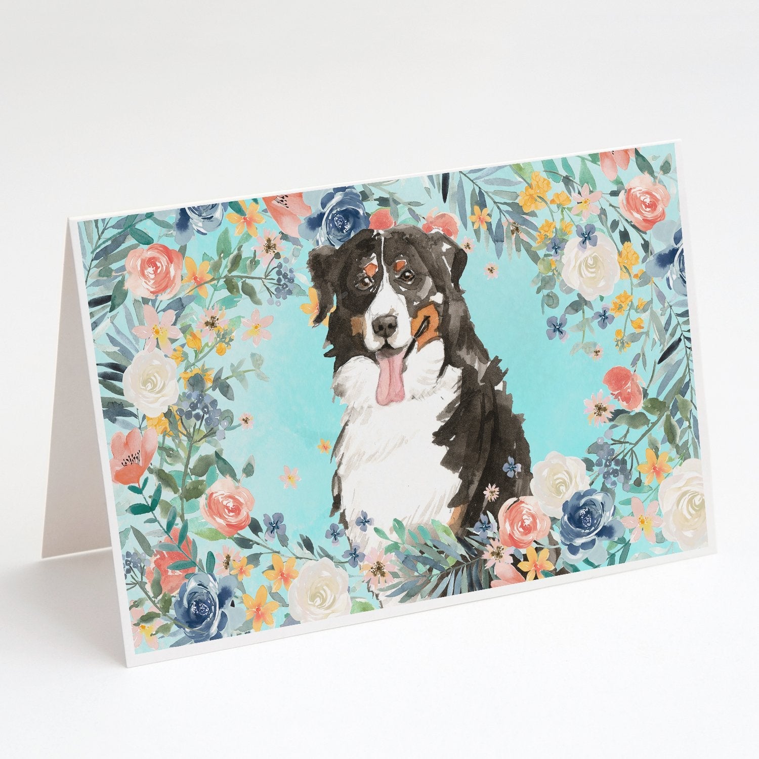 Bernese Mountain Dog Greeting Cards Pack of 8 Blank Cards with Envelopes Whimsical A7 Size 5x7