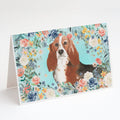 Basset Hound Greeting Cards Pack of 8 Blank Cards with Envelopes Whimsical A7 Size 5x7