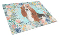 Basset Hound Cutting Board Tempered Glass Kitchen Cutting Surface, Heat Resistant Chopping, Non-Slip Feet, Food Prep & Serving