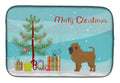 Tan Affenpinscher Christmas Tree Dish Drying Mat Absorbent Dish Drying Mat Pad for Kitchen Counter Dish Drainer Mat for Countertop, 14 x 21", Multicolor