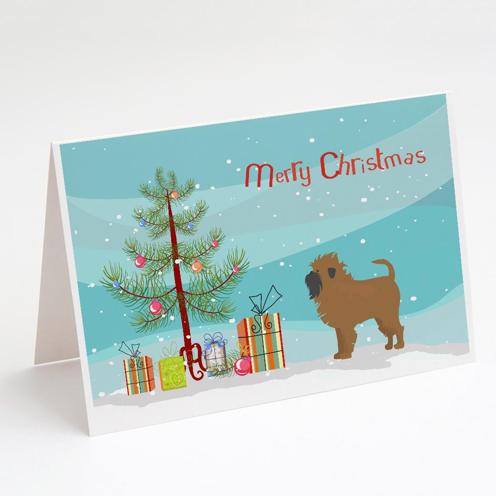 Tan Affenpinscher Christmas Tree Greeting Cards Pack of 8 Blank Cards with Envelopes Whimsical A7 Size 5x7