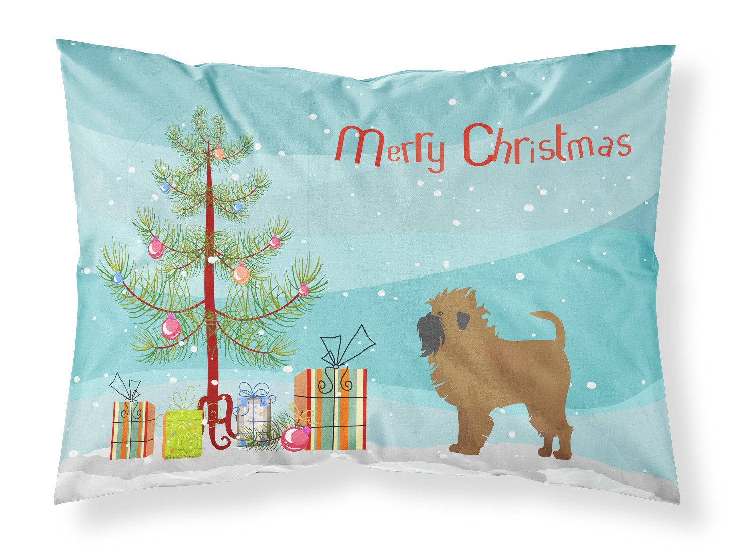 Tan Affenpinscher Christmas Tree Standard Pillowcase Lightweight Super Soft Easy Care Decorative Artwork Pillowcase, Standard