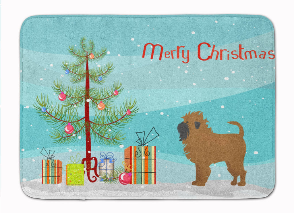 Tan Affenpinscher Christmas Tree Memory Foam Kitchen Mat Machine Washable Anti-Fatigue Cushion Comfort Bath or Kitchen Rug