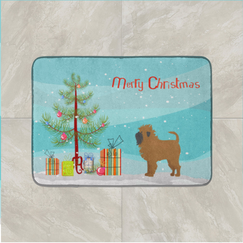 Tan Affenpinscher Christmas Tree Memory Foam Kitchen Mat Machine Washable Anti-Fatigue Cushion Comfort Bath or Kitchen Rug