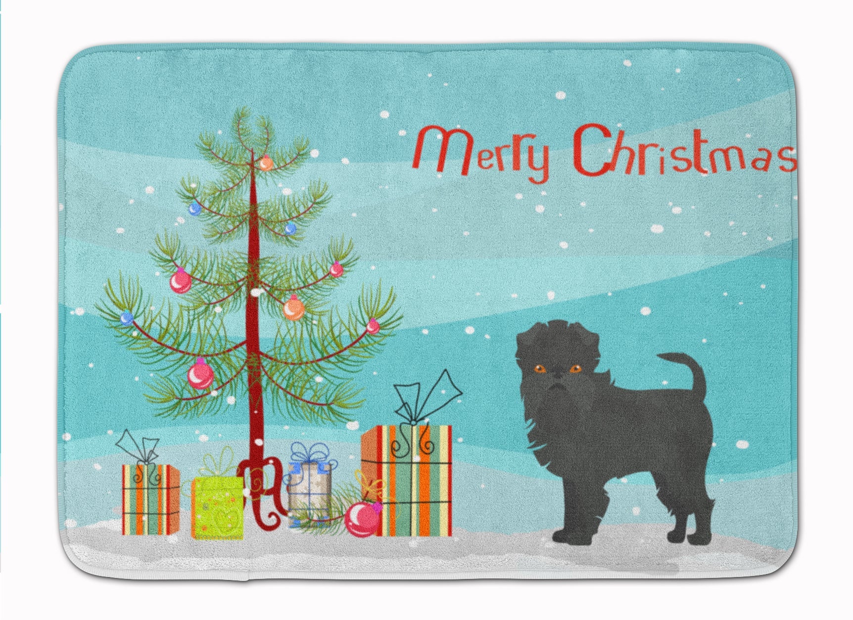 Affenpinscher Christmas Tree Memory Foam Kitchen Mat Machine Washable Anti-Fatigue Cushion Comfort Bath or Kitchen Rug
