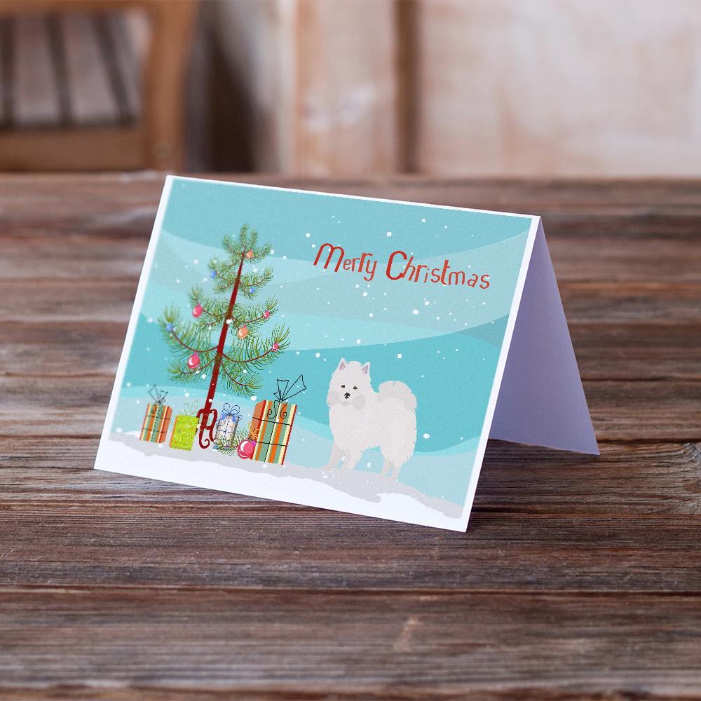 American Eskimo Christmas Tree Greeting Cards Pack of 8 Blank Cards with Envelopes Whimsical A7 Size 5x7