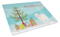American Eskimo Christmas Tree Cutting Board Tempered Glass Kitchen Cutting Surface, Heat Resistant Chopping, Non-Slip Feet, Food Prep & Serving