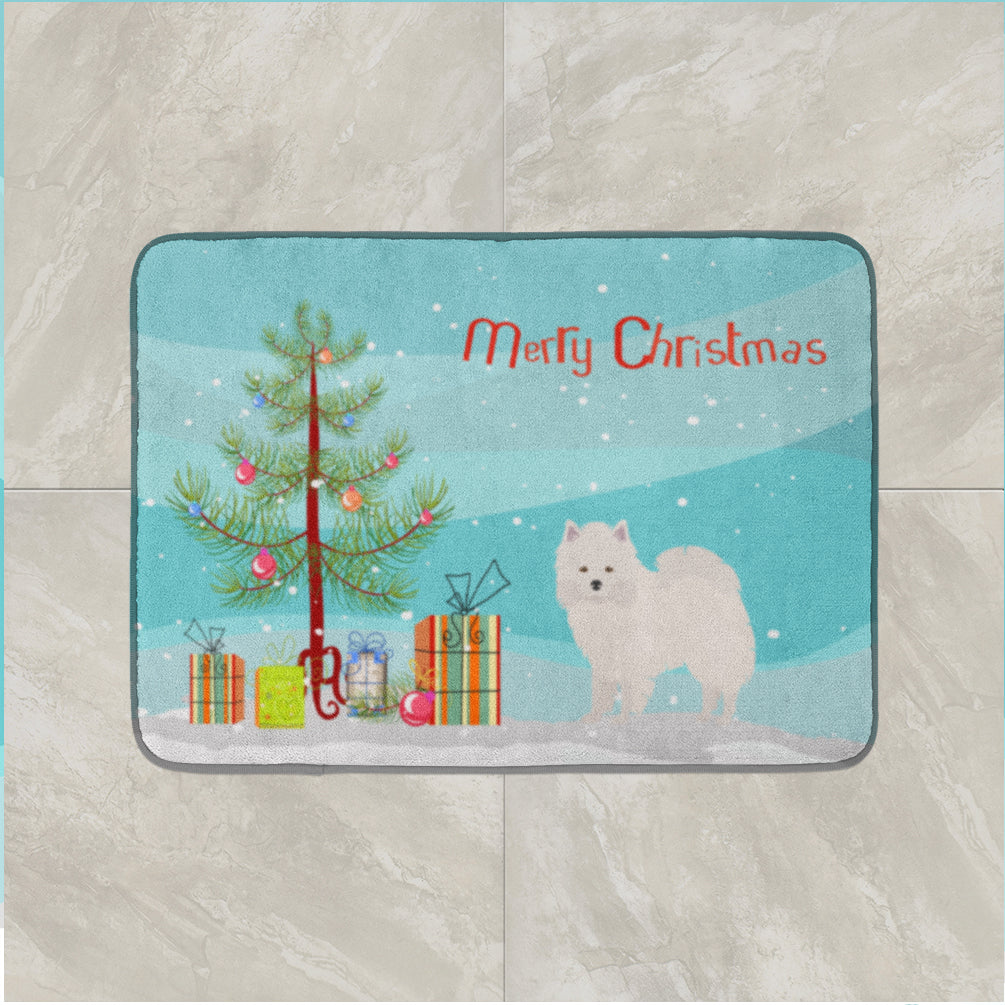 American Eskimo Christmas Tree Memory Foam Kitchen Mat Machine Washable Anti-Fatigue Cushion Comfort Bath or Kitchen Rug