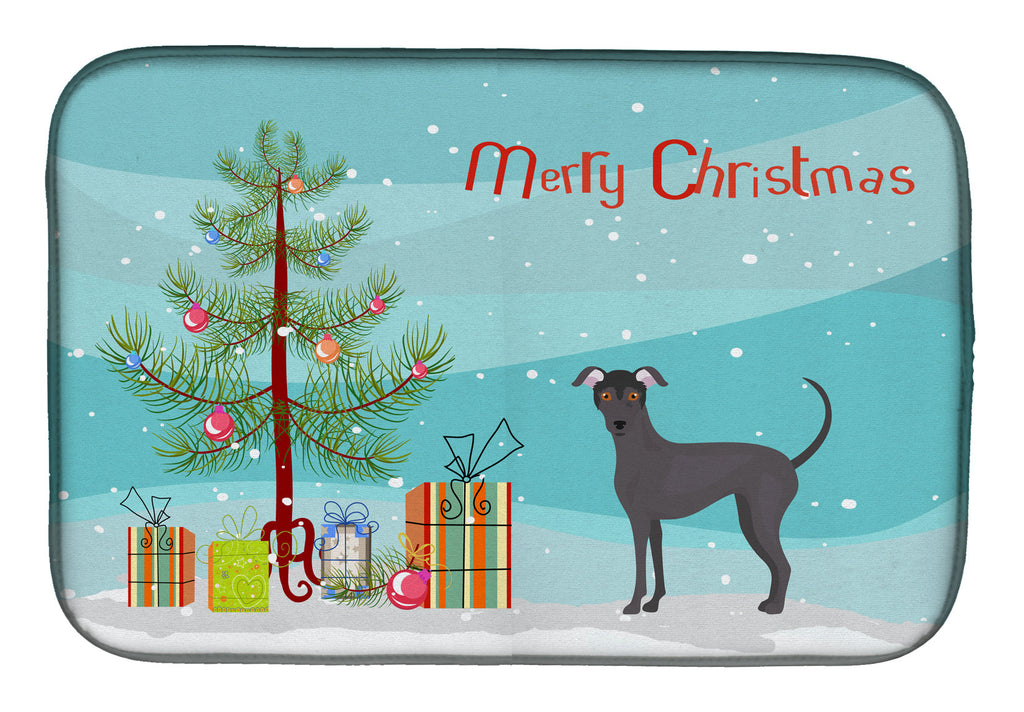 Argentine Pila Dog Christmas Tree Dish Drying Mat Absorbent Dish Drying Mat Pad for Kitchen Counter Dish Drainer Mat for Countertop, 14 x 21", Multicolor