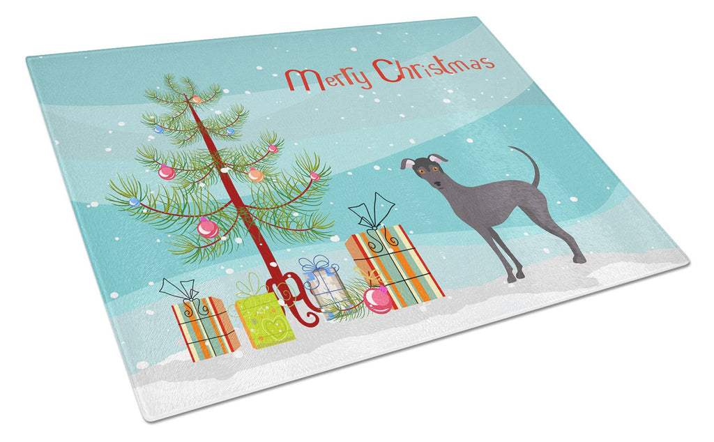 Argentine Pila Dog Christmas Tree Cutting Board Tempered Glass Kitchen Cutting Surface, Heat Resistant Chopping, Non-Slip Feet, Food Prep & Serving