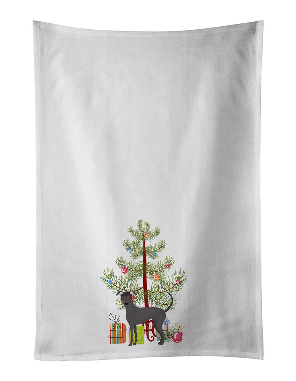 Argentine Pila Dog Christmas Tree Kitchen Towel Set of 2 White Dish Towels Decorative Bathroom Hand towel for Hand, Face, Hair, Yoga, Tea, Dishcloth, 19 X 28", White