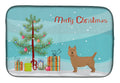 Airedale Terrier Christmas Tree Dish Drying Mat Absorbent Dish Drying Mat Pad for Kitchen Counter Dish Drainer Mat for Countertop, 14 x 21", Multicolor