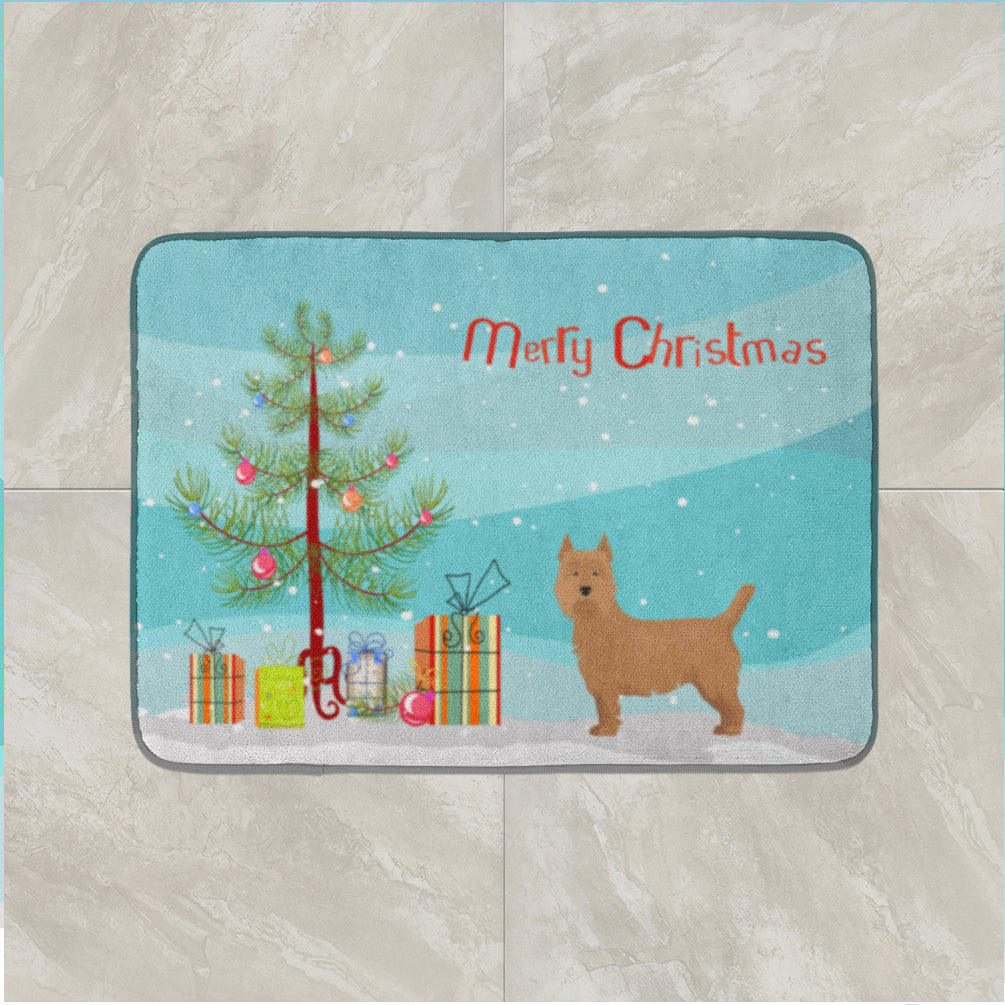 Airedale Terrier Christmas Tree Memory Foam Kitchen Mat Machine Washable Anti-Fatigue Cushion Comfort Bath or Kitchen Rug