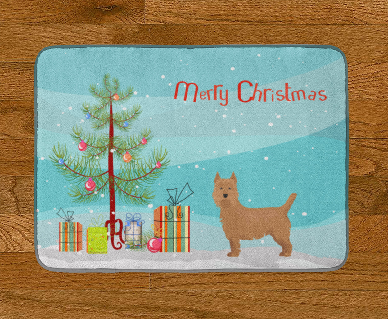 Airedale Terrier Christmas Tree Memory Foam Kitchen Mat Machine Washable Anti-Fatigue Cushion Comfort Bath or Kitchen Rug