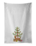 Airedale Terrier Christmas Tree Kitchen Towel Set of 2 White Dish Towels Decorative Bathroom Hand towel for Hand, Face, Hair, Yoga, Tea, Dishcloth, 19 X 28", White