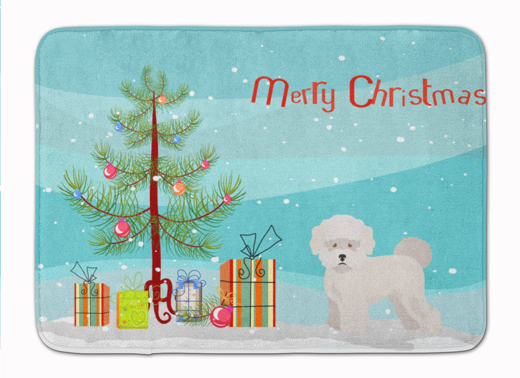 Bichon Frise Christmas Tree Memory Foam Kitchen Mat Machine Washable Anti-Fatigue Cushion Comfort Bath or Kitchen Rug