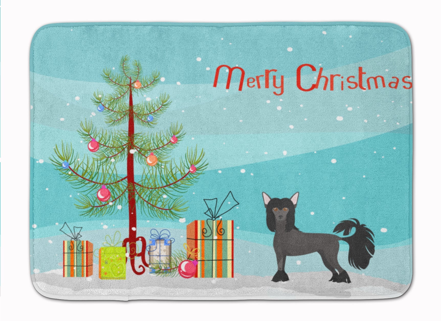 Chinese Crested Christmas Tree Memory Foam Kitchen Mat Machine Washable Anti-Fatigue Cushion Comfort Bath or Kitchen Rug