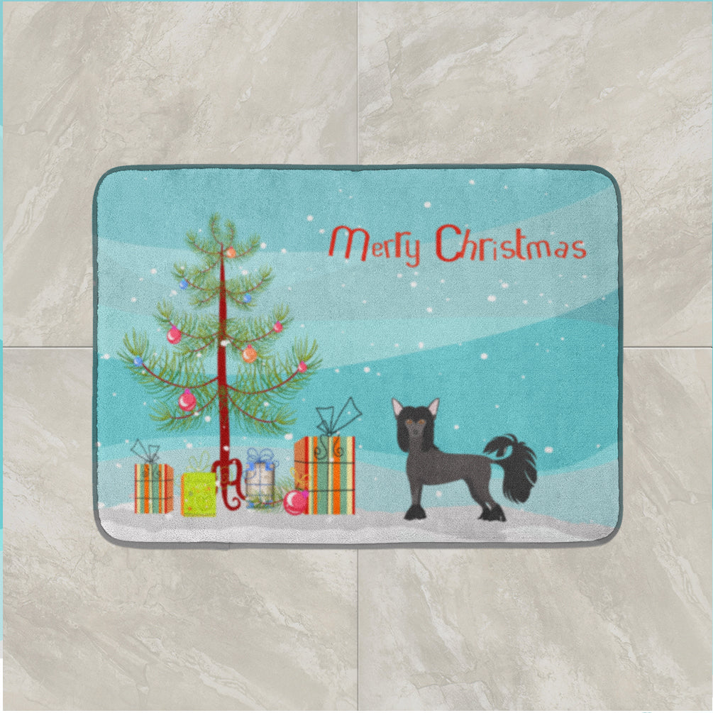 Chinese Crested Christmas Tree Memory Foam Kitchen Mat Machine Washable Anti-Fatigue Cushion Comfort Bath or Kitchen Rug