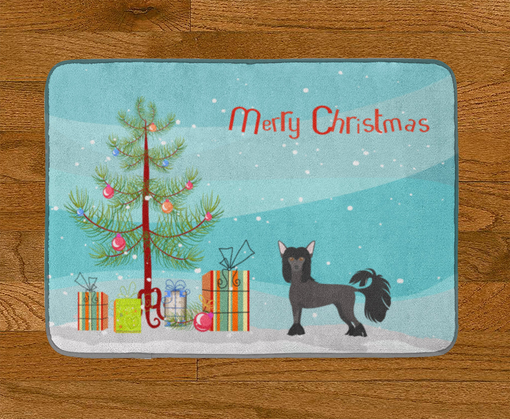 Chinese Crested Christmas Tree Memory Foam Kitchen Mat Machine Washable Anti-Fatigue Cushion Comfort Bath or Kitchen Rug
