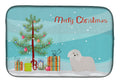 Coton de Tulear Christmas Tree Dish Drying Mat Absorbent Dish Drying Mat Pad for Kitchen Counter Dish Drainer Mat for Countertop, 14 x 21", Multicolor