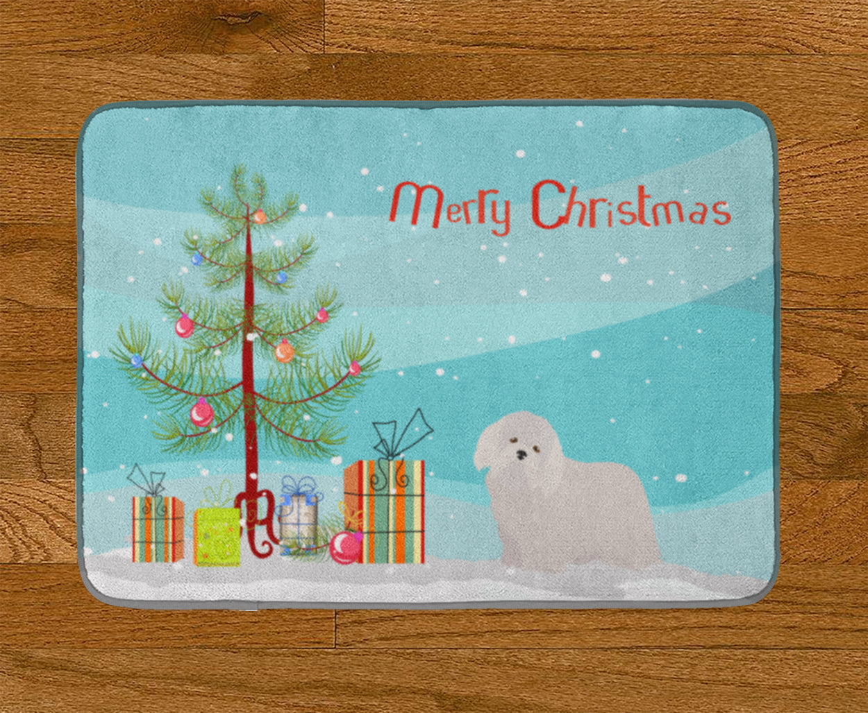 Coton de Tulear Christmas Tree Memory Foam Kitchen Mat Machine Washable Anti-Fatigue Cushion Comfort Bath or Kitchen Rug