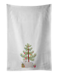 Coton de Tulear Christmas Tree Kitchen Towel Set of 2 White Dish Towels Decorative Bathroom Hand towel for Hand, Face, Hair, Yoga, Tea, Dishcloth, 19 X 28", White