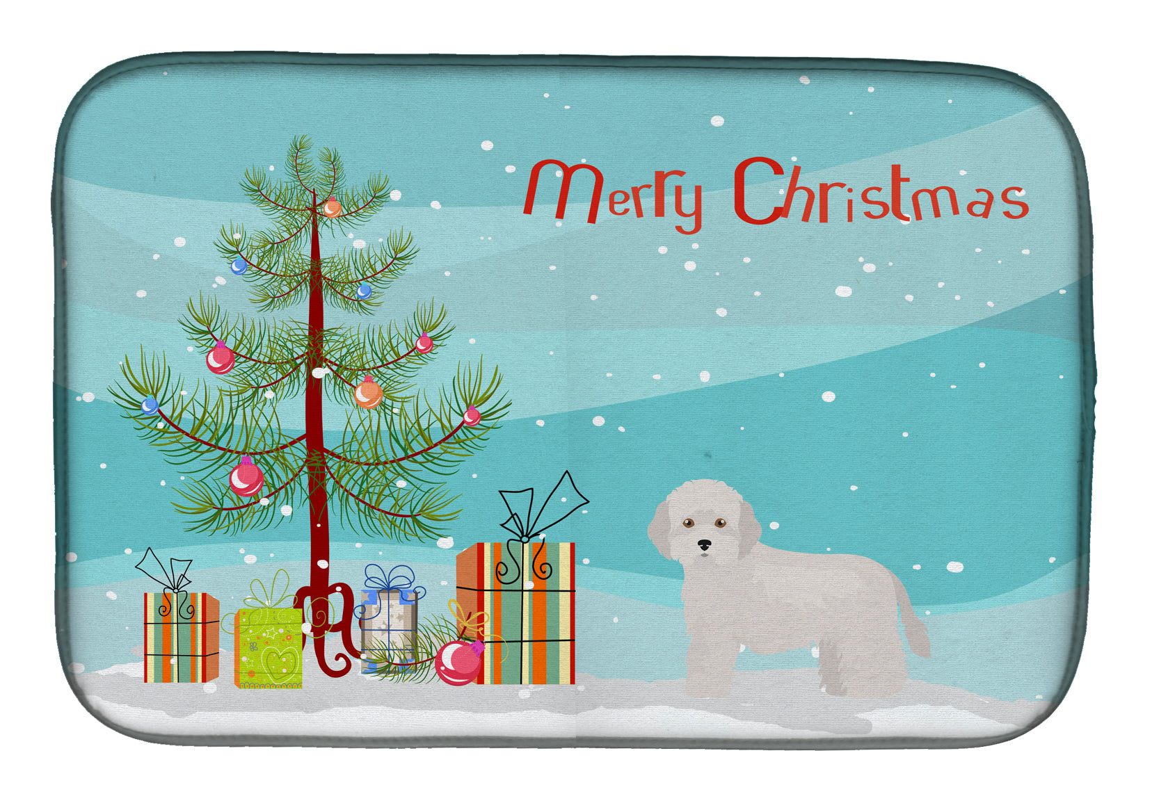 Cyprus Poodle Christmas Tree Dish Drying Mat Absorbent Dish Drying Mat Pad for Kitchen Counter Dish Drainer Mat for Countertop, 14 x 21", Multicolor