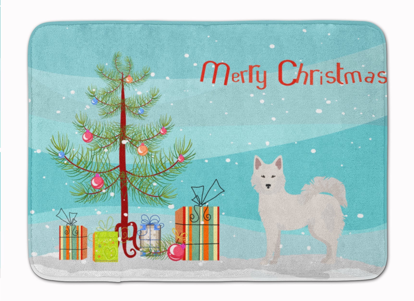 Danish Spitz Christmas Tree Memory Foam Kitchen Mat Machine Washable Anti-Fatigue Cushion Comfort Bath or Kitchen Rug