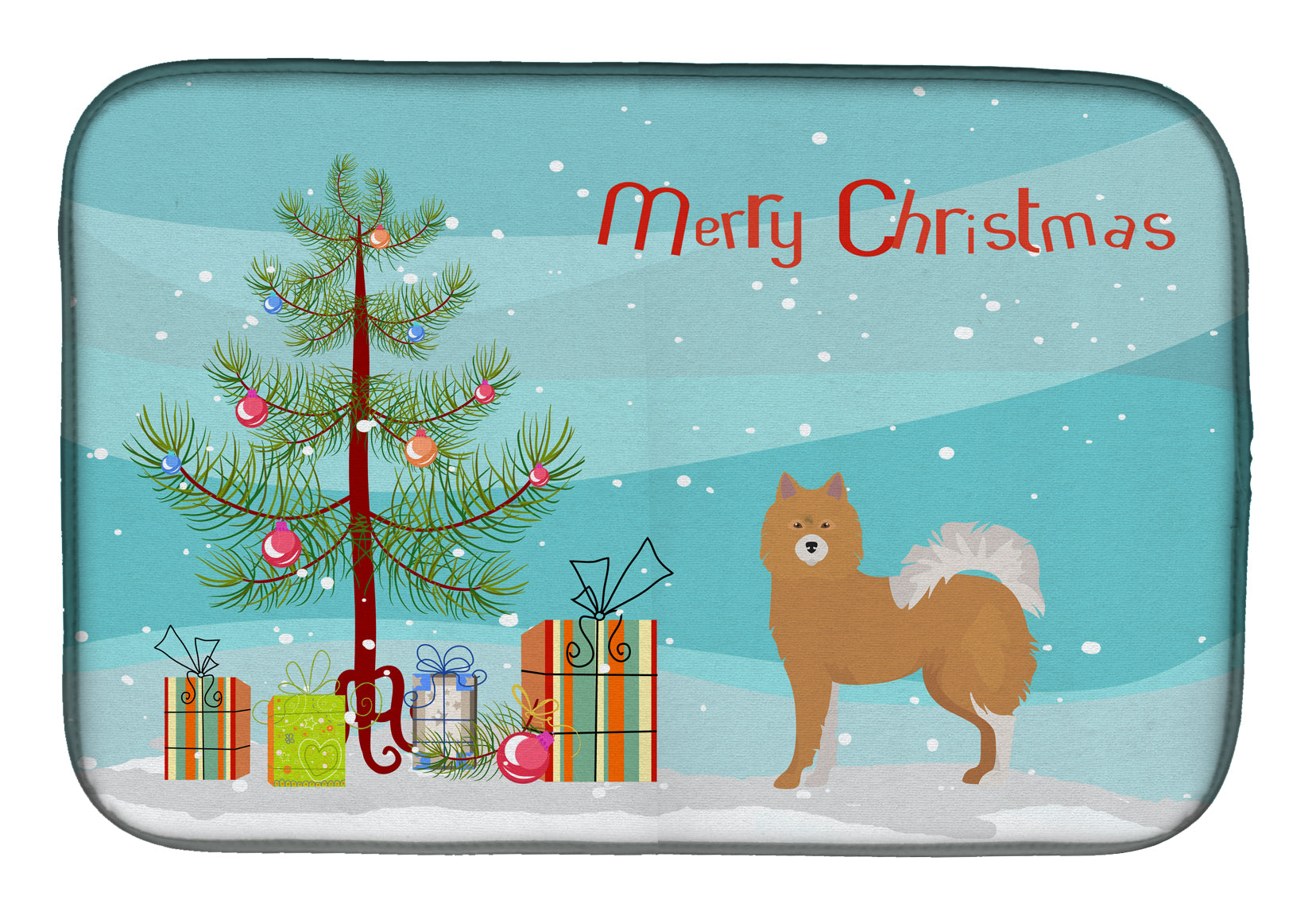 Brown & White Elo dog Christmas Tree Dish Drying Mat Absorbent Dish Drying Mat Pad for Kitchen Counter Dish Drainer Mat for Countertop, 14 x 21", Multicolor