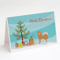 Brown & White Elo dog Christmas Tree Greeting Cards Pack of 8 Blank Cards with Envelopes Whimsical A7 Size 5x7
