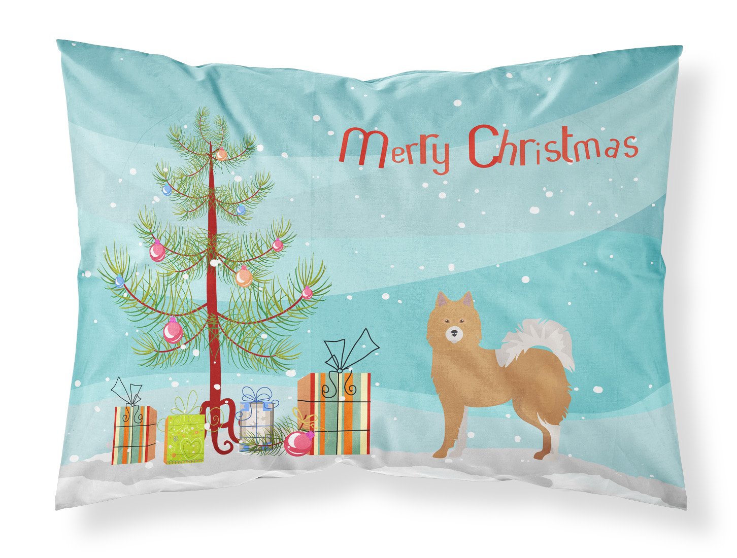 Brown & White Elo dog Christmas Tree Standard Pillowcase Lightweight Super Soft Easy Care Decorative Artwork Pillowcase, Standard