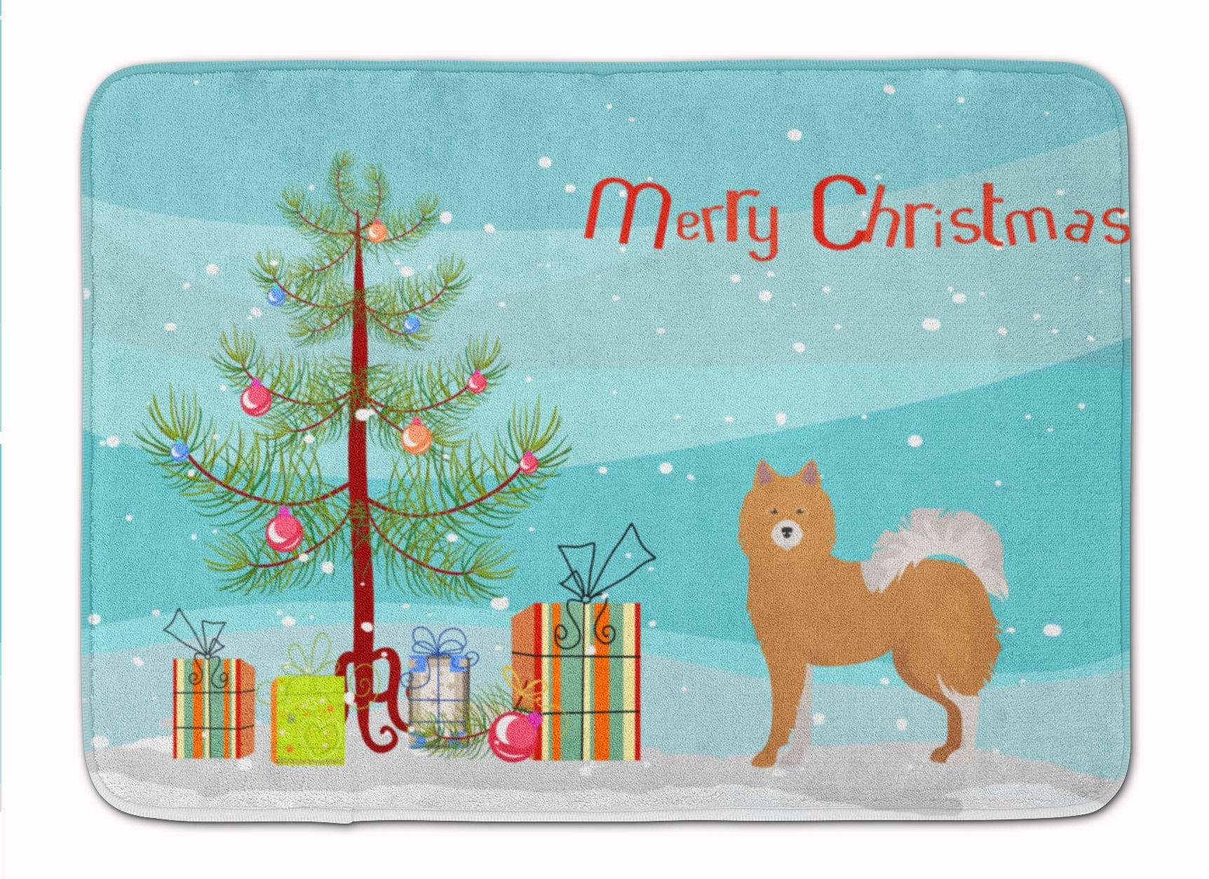 Brown & White Elo dog Christmas Tree Memory Foam Kitchen Mat Machine Washable Anti-Fatigue Cushion Comfort Bath or Kitchen Rug