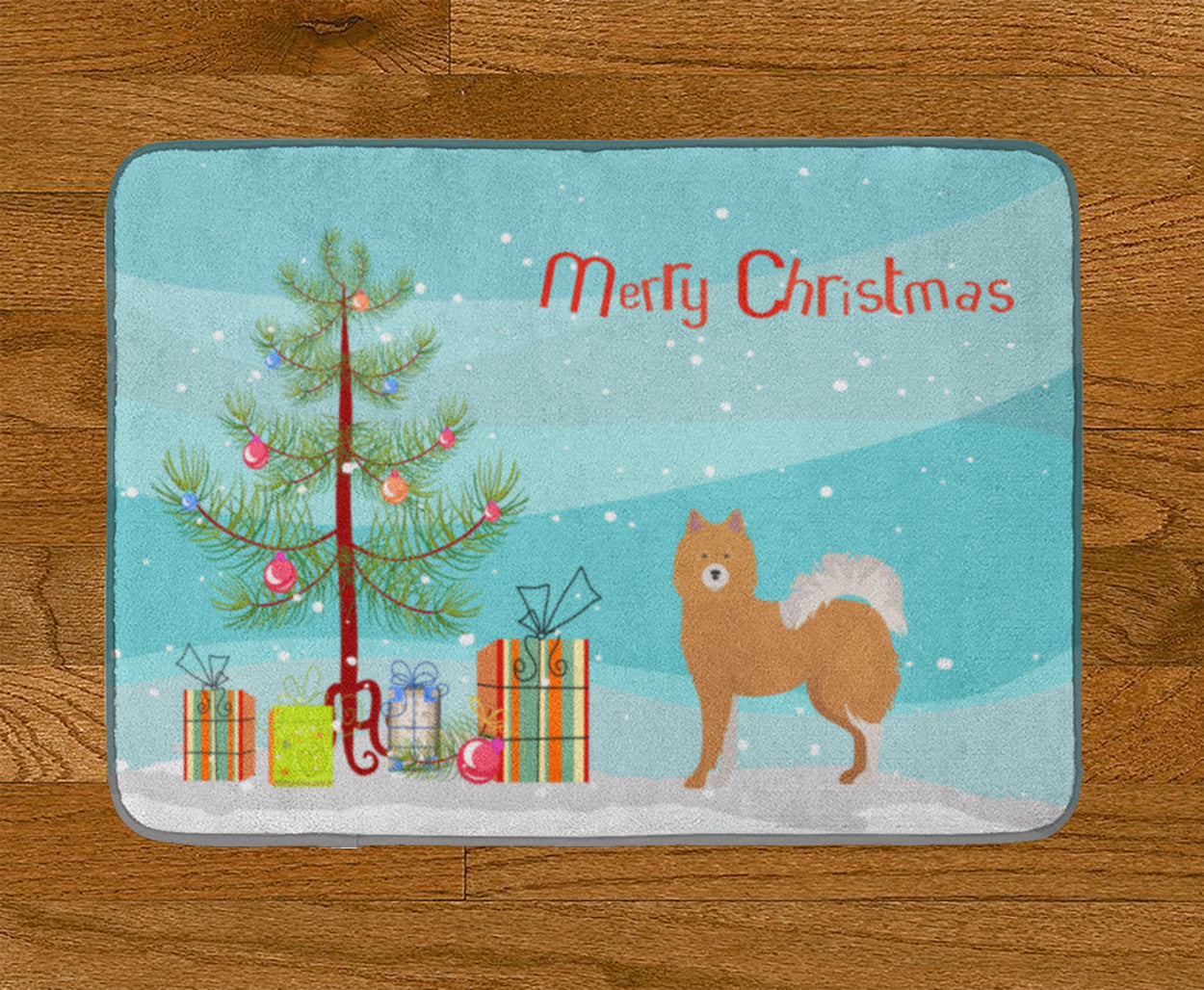Brown & White Elo dog Christmas Tree Memory Foam Kitchen Mat Machine Washable Anti-Fatigue Cushion Comfort Bath or Kitchen Rug