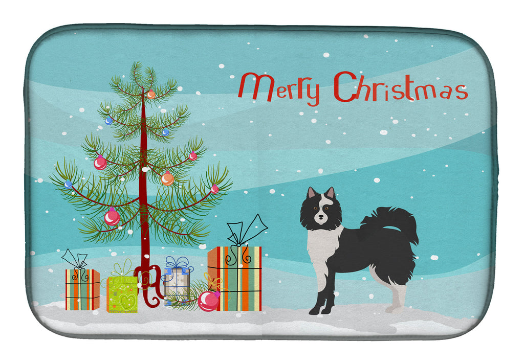 Black and White Elo dog Christmas Tree Dish Drying Mat Absorbent Dish Drying Mat Pad for Kitchen Counter Dish Drainer Mat for Countertop, 14 x 21", Multicolor