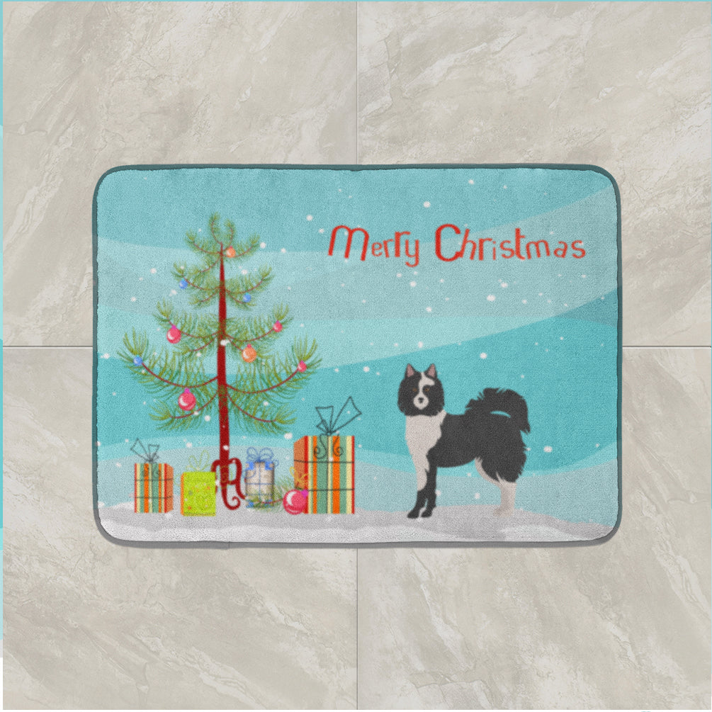 Black and White Elo dog Christmas Tree Memory Foam Kitchen Mat Machine Washable Anti-Fatigue Cushion Comfort Bath or Kitchen Rug