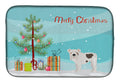 Bulldog, English Bulldog Christmas Tree Dish Drying Mat Absorbent Dish Drying Mat Pad for Kitchen Counter Dish Drainer Mat for Countertop, 14 x 21", Multicolor