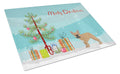 French Bulldog Christmas Tree Cutting Board Tempered Glass Kitchen Cutting Surface, Heat Resistant Chopping, Non-Slip Feet, Food Prep & Serving