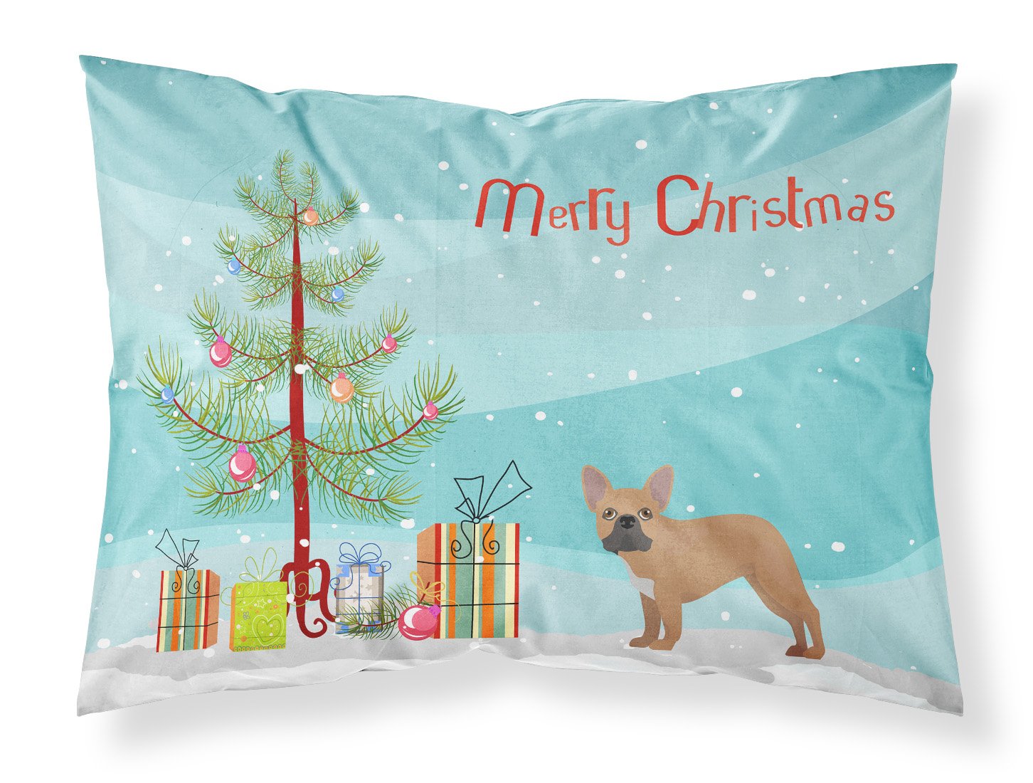 French Bulldog Christmas Tree Standard Pillowcase Lightweight Super Soft Easy Care Decorative Artwork Pillowcase, Standard