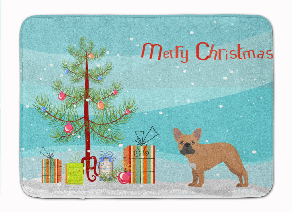 French Bulldog Christmas Tree Memory Foam Kitchen Mat Machine Washable Anti-Fatigue Cushion Comfort Bath or Kitchen Rug