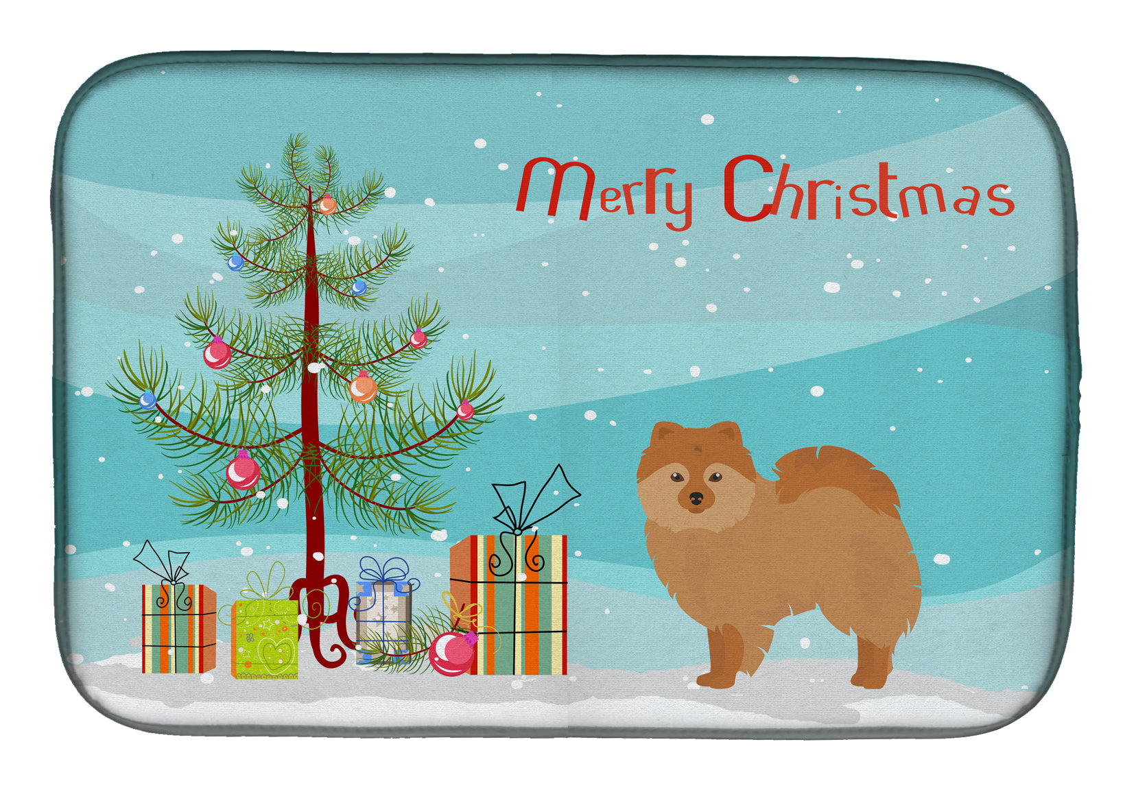 German Spitz Christmas Tree Dish Drying Mat Absorbent Dish Drying Mat Pad for Kitchen Counter Dish Drainer Mat for Countertop, 14 x 21", Multicolor