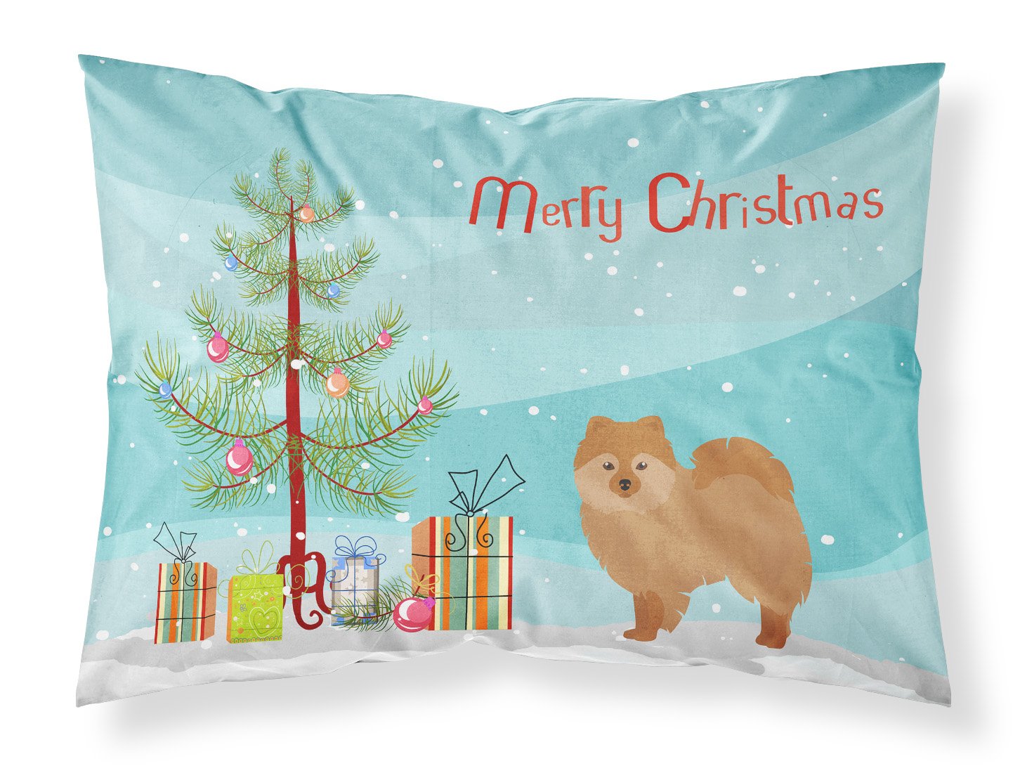 German Spitz Christmas Tree Standard Pillowcase Lightweight Super Soft Easy Care Decorative Artwork Pillowcase, Standard